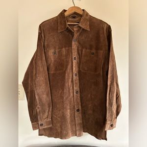 Y2K Claiborne Brown Suede Oversized Shirt Jacket L/XL